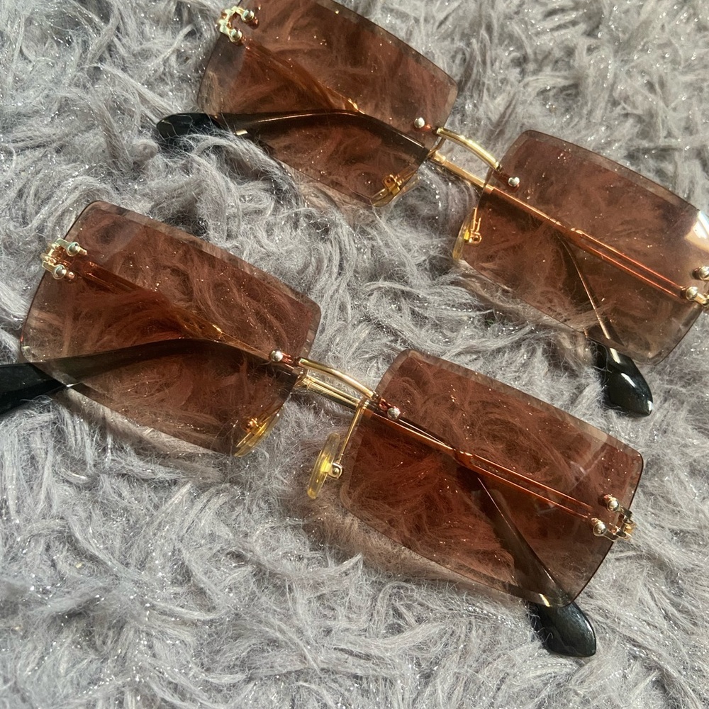 Stylish Brown Rimless Sunglasses